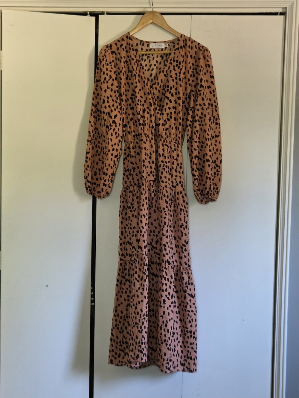 Petal & Pup Blush Pink Leopard-Print Tiered Maxi Dress